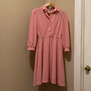 Vintage pink polka-dot dress